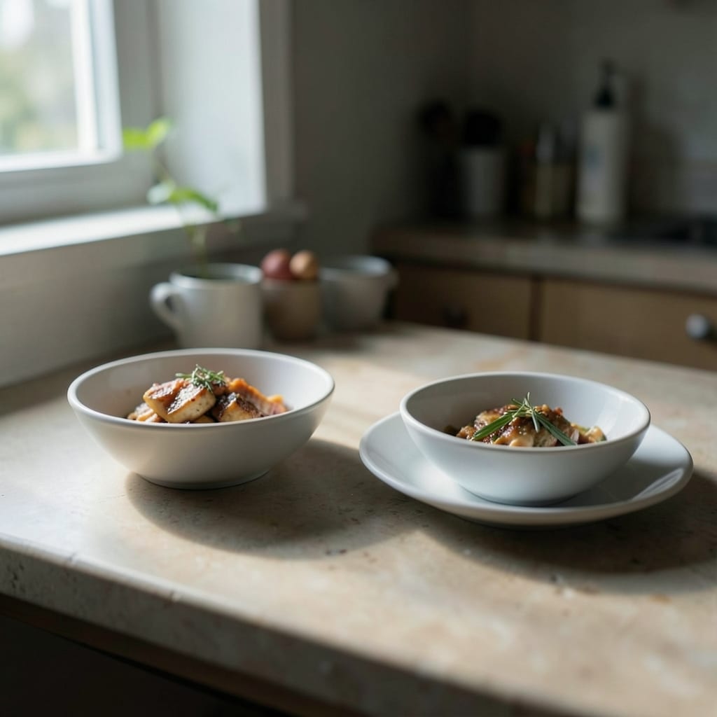 Two versions of the same dish, side by side